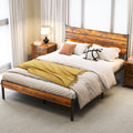 Full Size Bed Frame with Headboard, 800LBS Mattress Foundation with All Sturdy Metal Support, Under Bed Storage, No Box Spring Needed, Easy Assembly, Rust Brown