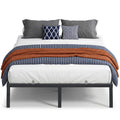 Queen Metal Bed Frame 14 Inches Tall, 1100 lb Weight Capacity, No Box Spring Needed, with Under-Bed Storage, Easy Setup, Heavy-Duty Platform Bed, Mattress Retainers, Matte Black