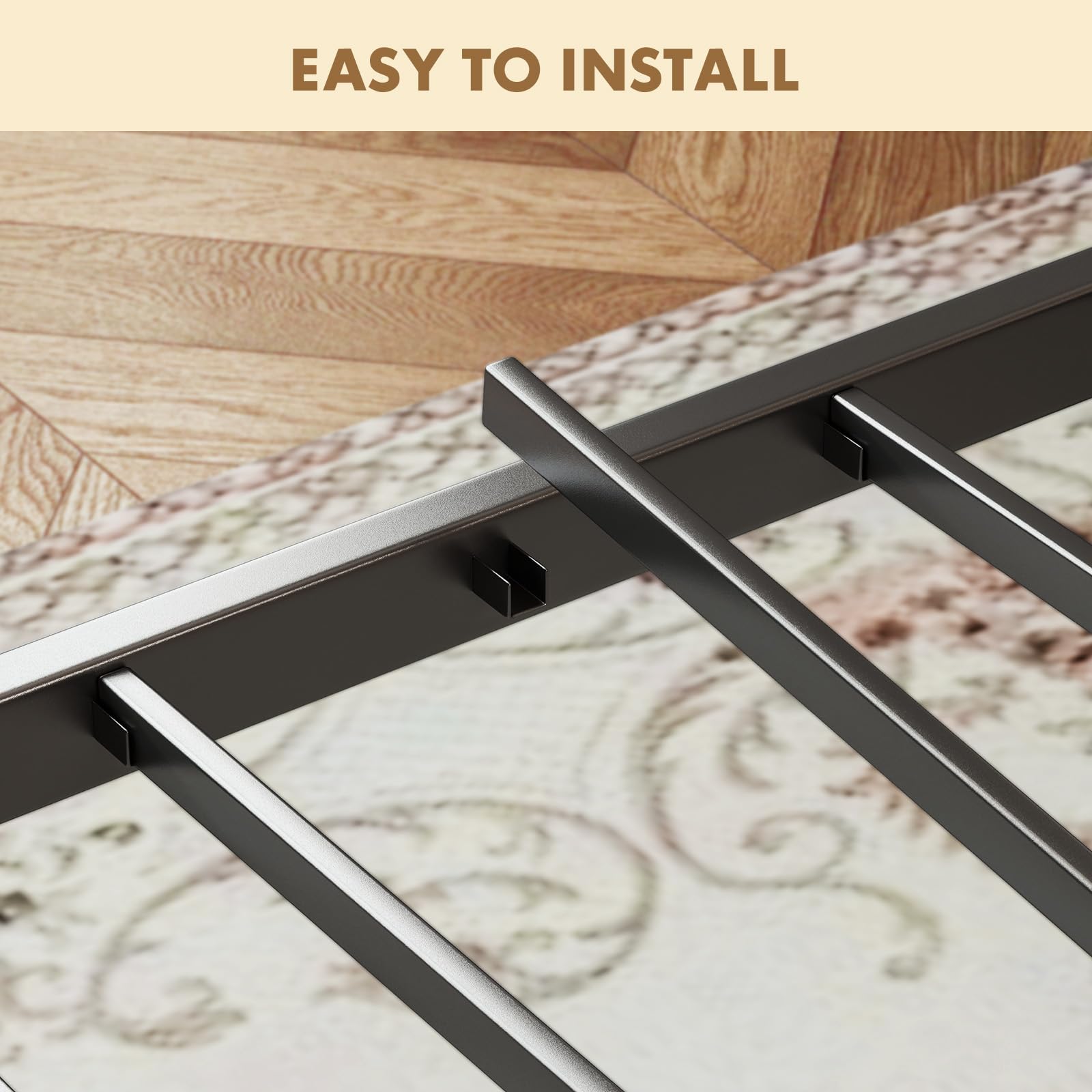 Full Size Bed Frame with Headboard, 800LBS Mattress Foundation with All Sturdy Metal Support, Under Bed Storage, No Box Spring Needed, Easy Assembly, Rust Brown